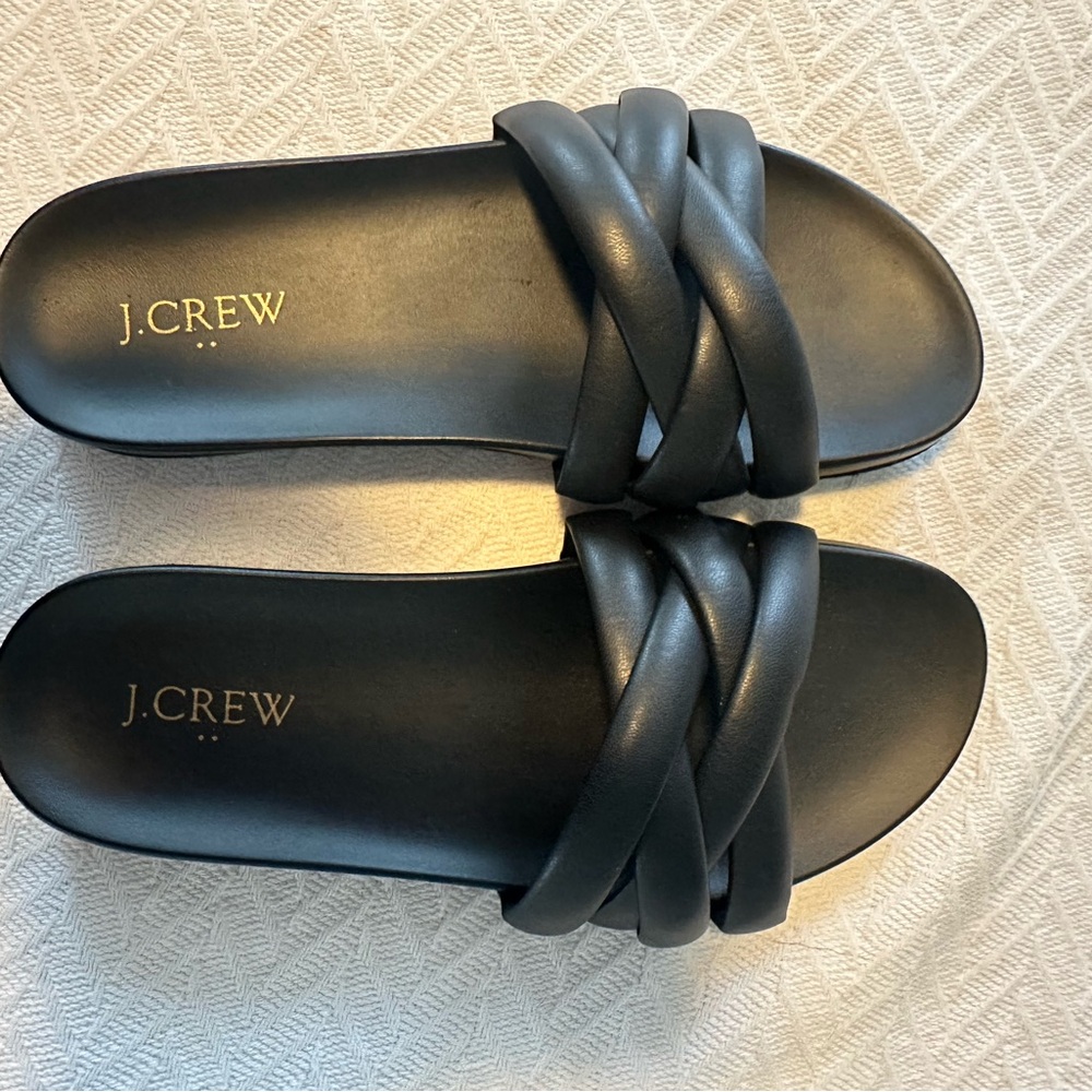 NWT- j crew black slide sandals